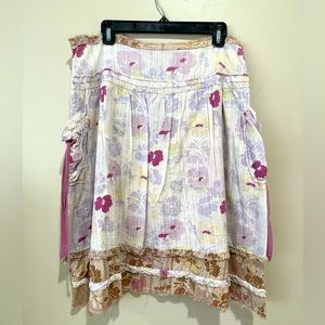 Vintage purple and beige layered skirt with floral design and lots of details